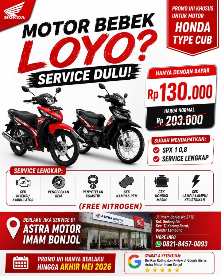 Motor Bebek Mulai Loyo? AHASS Astra Motor Imam Bonjol Geber Promo Service Hemat Hanya Rp130 Ribu